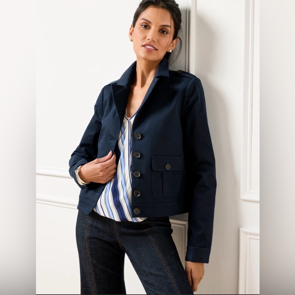 NWT Talbots Twill Jacket in navy blue size 10